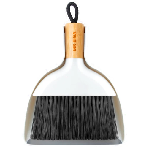 MR.SIGA Mini Dustpan and Brush Set, Portable Cleaning Brush and Dustpan Combo with Bamboo Handle, 1 Set