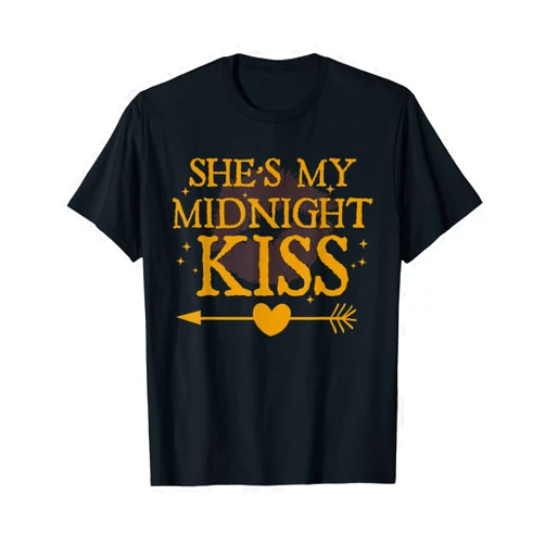 Funny Saying New Year's Eve Party Countdown Event She's My Midnight Kiss Happy New Year Matching Couples T-Shirt