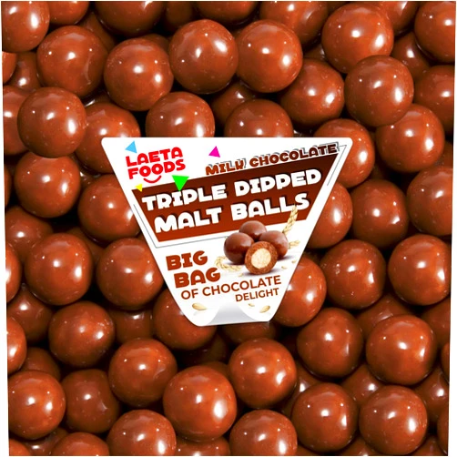 LAETAFOOD Triple Dipped Milk Chocolate Malt Balls Candy (2.5 Pound Bag)