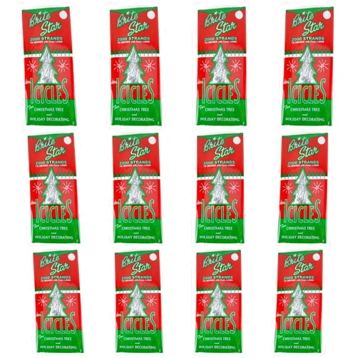 BRITE STAR Silver 18-Inch Icicle Tinsel - 2000 Strands (12 Pack)