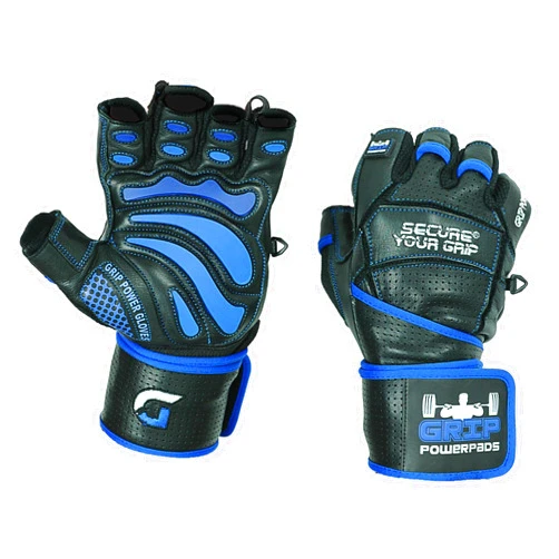 Grip Power Pads Elite Leather Gym Gloves with Built in 2