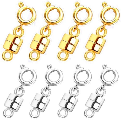 Qulltk Magnetic Necklace Clasps and Closures 18K Gold and Silver Plated Bracelet Converter Clasp,Suitable for Necklaces Chain Extender