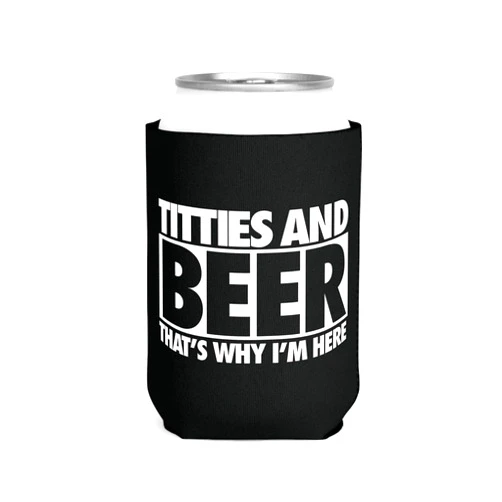 FUNNY TRUCKER HATS Titties and Beer Thats Why I'm Here Funny Can Coozie - Can Cooler - Gag Gift - White Elephant Gift - Beer Can Holder Cooler Sleeve - Party Humor Decoration