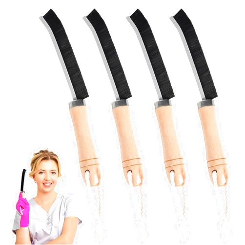 METSHOW 4Pcs Upgraded Wooden Handle Crevice Cleaning Brush, Hard Bristle Crevice Cleaning Brush,Multifunctional Gap Cleaning Brush Tool, Bathroom Gap Brush, Grout Cleaner Brush