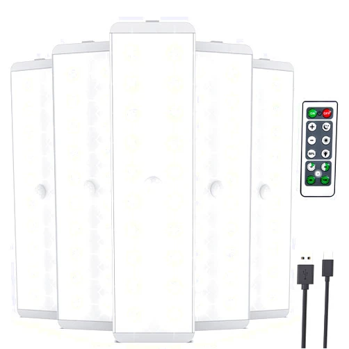Lightbiz LED Closet Light, Newest 20LEDs Dimmer USB Rechargeable Motion Sensor Light Under Cabinet Lighting with Remote Control, Wireless Stick-Anywhere Night Safe Light Bar for Wardrobe,Kitchen-5 Pcs