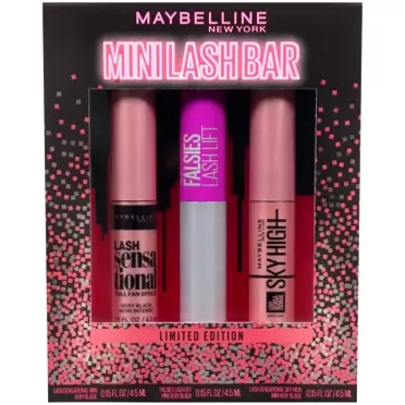 Maybelline New York Maybelline The Falsies Holiday Mini Lash Bar Washable Mascara Kit, Eye Makeup, 3 Mini Mascaras, Lash Sensational Mascara, The Falsies Lash Lift Mascara, Sky High Mascara, Very Black, 1 kit