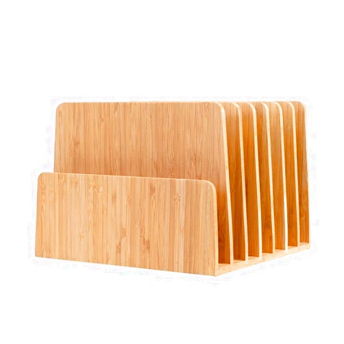 MobileVision Bamboo Desktop File Folder Organizer and Paper Tray, 7 Slots