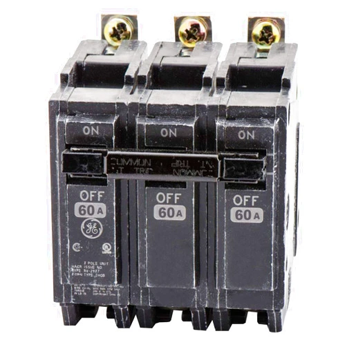General Electric GETHQB32060 GE THQB32060 3P 60A 240V Bolt-ON CB, Black