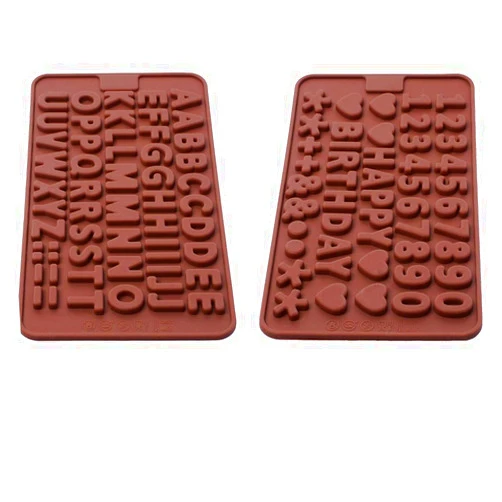 Inn Diary Silicone Letter Mold and Number Chocolate Molds with Happy Birthday Cake Decorations Symbols 2pcs