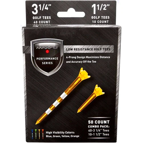 Generic Maxfli Performance Series Low Resistance 3 1/4'' & 1 1/2'' Assorted Golf Tees - 50 Pack