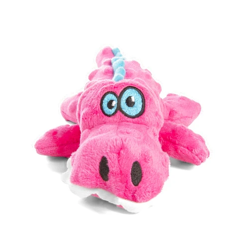 goDog Gators Squeaky Plush Dog Toy, Chew Guard Technology - Pink, Small