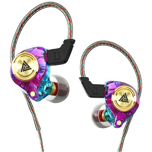 Ttbesmi QKZ AK3 in Ear Monitor Headphones, Portable 3.5mm Wired Gaming IEM in-Ear Earphones Ear Buds, HiFi Stereo Headphone Cool Purple Clear Inear Monitors Earbuds for Singers Musicians with Mic