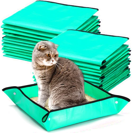 Teenyyou 25 Pcs Disposable Travel Litter Box for Cat Dog Foldable Litter Box Collapsible Waterproof Pet Supplies for Kitten Indoor Outdoor, 19.69 x 19.69 Inch