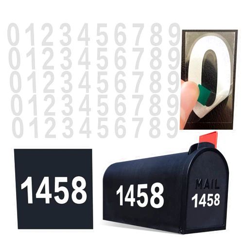 Olaine 2 inch Mailbox Numbers for Outside, 50 PCS Reflective Number Stickers with Sticky Tab for Easy Backing Separation, Pre-cut for Effortless Align, Strong Self Adhesive Vinyl Address Numbers