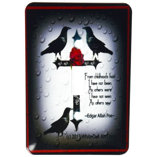 3dRose lsp_165355_1 a Black Gothic Cross with Designs and Ravens Light Switch Cover