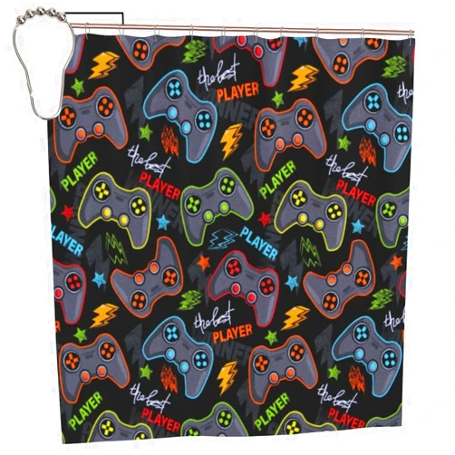 Suonity Game Gaming Gamer Waterproof Bathroom Shower Curtain, Home Hotel Bathroom Decoration Shower Curtain, Curtain.(72x72in)