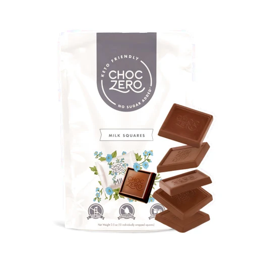 ChocZero Premium Milk Chocolate, Sample Pack. No Sugar Added, Low Carb. No Sugar Alcohols, All Natural, Non-GMO (1 bag, 10 pieces)