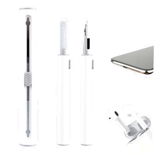 IFTHFOUR Cleaner Kit for Airpods Pro, Earbud Cleaning Pen Tool 1 2 3, Bluetooth Headphone and Soft Brush Flocking Sponge for Laptop, Earphones Case, Iphone(White)