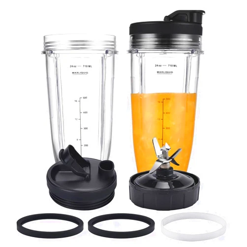 GahsElec [Upgraded] Replacement 24oz Cups for Nutri Ninja Blenders, Cups with 7 Fins Replacement Extractor Blade Parts fit Ninja Auto iQ BL682-30 BL642-30 BL450-30 BL455-30 BL456-30 BL482-30 BL687CO-30 etc.