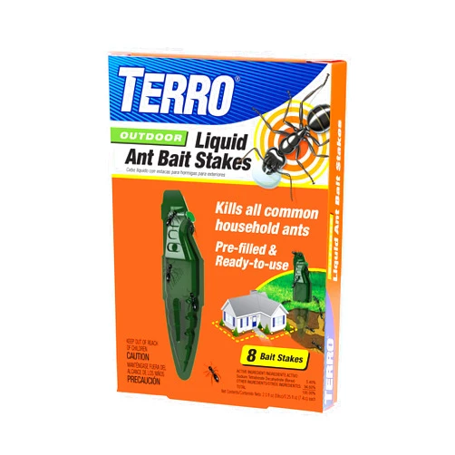 TERRO T1813 Outdoor Ready-to-Use Liquid Ant Bait Stake Killer Trap - Kills Common Household Ants - 8 Pcs