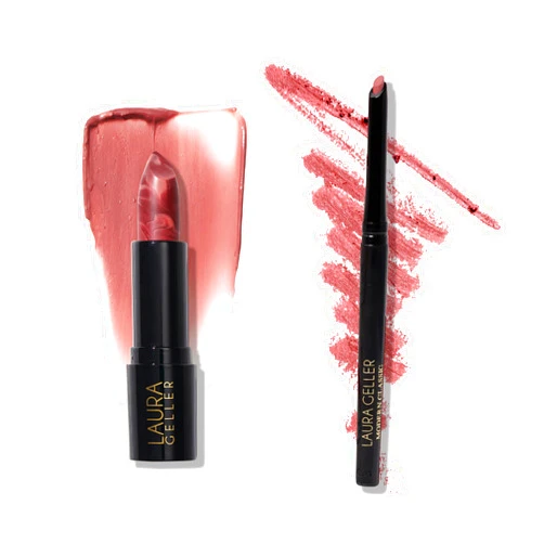 LAURA GELLER NEW YORK Italian Marble Sheer Lipstick, Honey Bun + Modern Classic Invisible Lip Liner, Radiant Rose