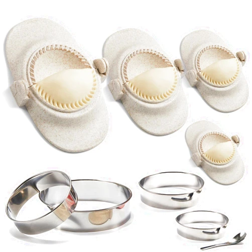 MUMSUNG Empanada Maker Press, 6-Inch Extra Large Dumpling Maker Set with Dough Cutter, Dumpling Mold Set for Pierogi, Pastelitos, Calzone, Turnovers, Chinese Dumpling, 4Sizes (6