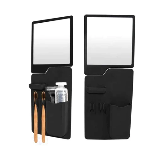 Generic JYL Accessories - The Shower Mirror - With Holder for Toothbrushes and Razors - Anti-Fog Mirror - Silicone Accessory for Shower and Bathroom - Features Silicone Grip Technology, Removable and Reusable
