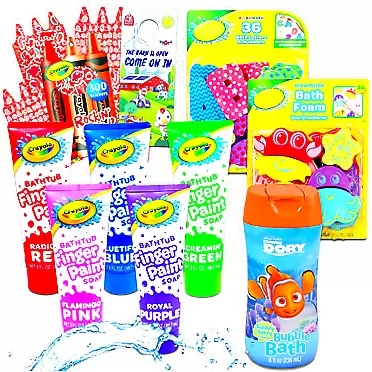 Crayola Beach Kids Crayola Bath Set Shower Toys Bundle - 10 Pc Crayola Kids Bathroom Set with Crayola Bath Paint, Finding Nemo Bubble Bath, Bath Toys, and Stickers