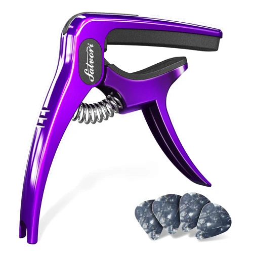Salvori Exclusive Gradient ‘Royal Silk’ Purple Heavy-Duty Guitar Capo for Acoustic/Electric Guitar with 4 Picks, Guitar Clip/Guitar Clamp