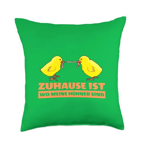 Hühner Bauer Landwirt Garten - Lustige Sprüche Zuhause ist wo Meine Hühner sind Fashion Men Women Gift Throw Pillow, 18x18, Multicolor