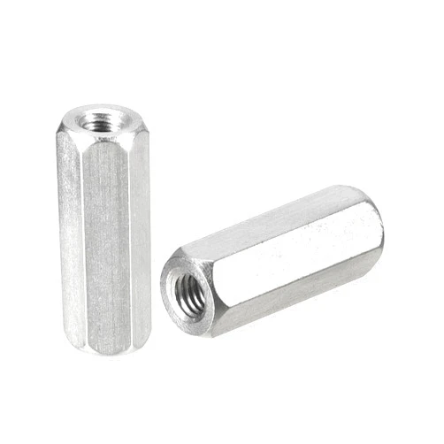 uxcell M4 x 0.7-Pitch 20mm Length Coupling Nuts, 5pcs 304 Stainless Steel Metric Hex Rod Coupling Nuts