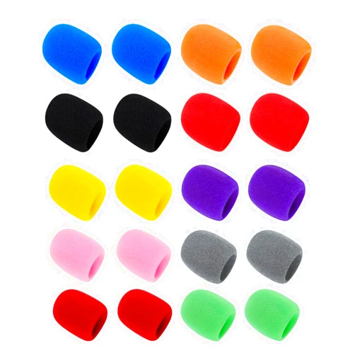 HERSAUL 20PCS Microphone Cover Colorful Mic Windscreen Foam Covers Reusable Micro Foam Filter for Most Handheld Microphone