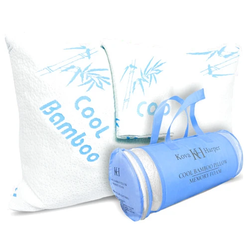 Kova KH Harper Kova Harper Cooling Rayon of Bamboo Pillows King Size for Sleeping, +1 Extra Washable Zippered Breathable Cover Soft Shredded Adjustable Memory Foam, Relieves Neck Pain for Back/Stomach/Side Sleeper