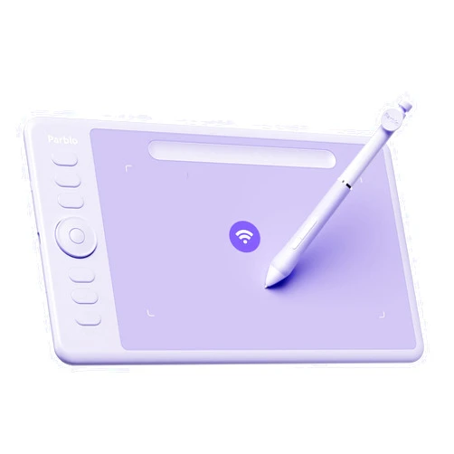 Parblo Intangbo SW Wireless Drawing Tablet,7x4 inch,6 Customized Keys, Digital Graphics Tablets with 16384 Pressure Levels, S01 Battery-Free Stylus Compatible with Windows/Mac/Android-Purple