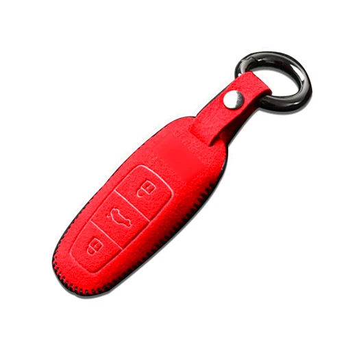 QYBD AUTO Alcantara Suede Leather Remote Car Key Cover Case Fob Holder Shell For Audi A6L A7 A8 Q8 (A7)
