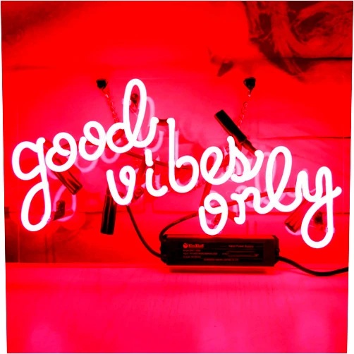 CAICAIDUO Neon Signs Good Vibes Only Neon Sign Neon Light Sign Light Up Signs Wall Decor Custom Neon Sign Neon Words for Wall Bedroom Girls Halloween Christmas Decor Neon 14x8 inch