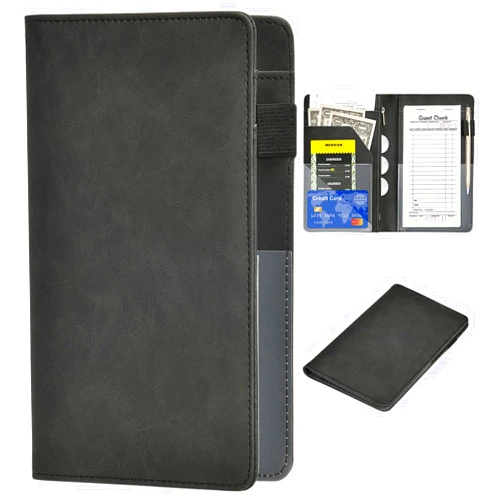 HerriaT Server Books for Waitress - Leather Waiter Book Server Wallet with Zipper Pocket, Cute Waitress Book&Waitstaff Organizer with Money Pocket Fit Server Apron