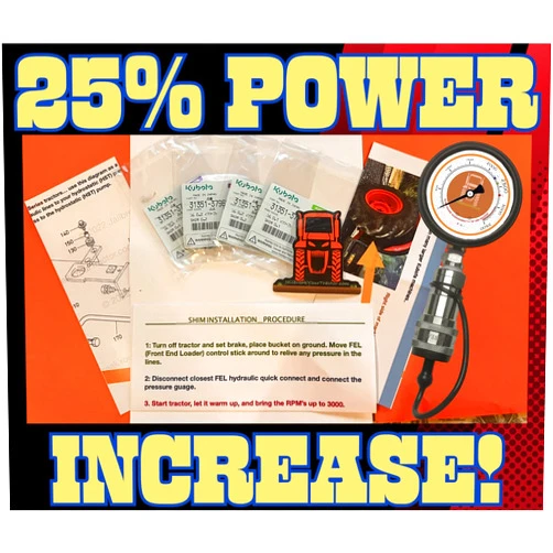 JAILBREAKYOURTRACTOR.COM Deluxe KUBOTA Boost JailBreakYourTractor kit W/ 3500 P.S.I Jacketed Gauge HST (4) Hydraulic Shims MX, L Series +25% Power