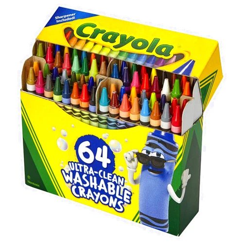 Crayola Ultra Clean Washable Crayons, Built in Sharpener, 64 Count, Kids at Home Activities