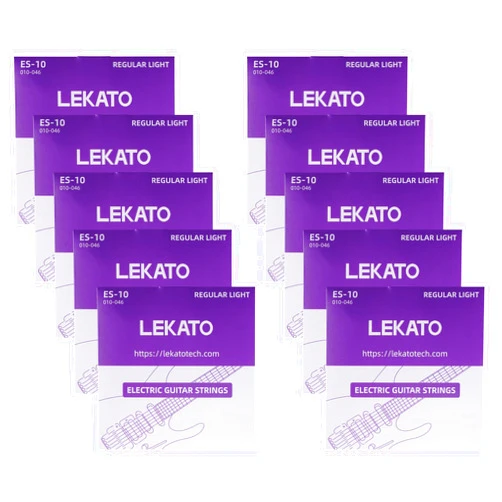 LEKATO Electric Guitar Strings Nickel Plated Steel Coated Electric Guitar Strings with Ball End 10 Set of 6 Hex Steel String(10-46)