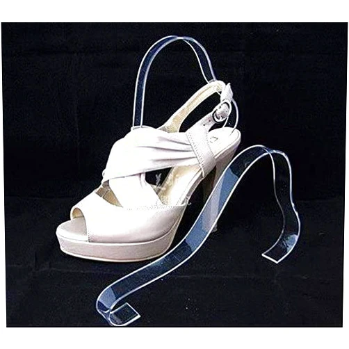 WellieSTR Pack of 10 Acrylic Sandal Shoe Store Display Stand Forms Inserts (Clear) Flexible Clear Acrylic Shoe Retail Shop Display Stand