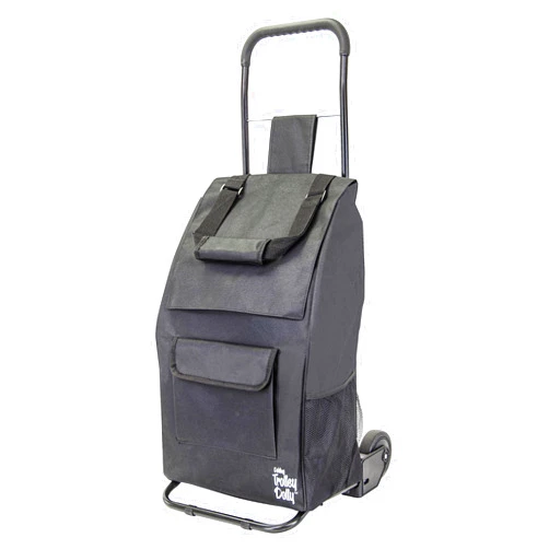 dbest products Trolley Dolly Compact, Black Foldable Shopping cart for Groceries with Wheels and Removable Bag and Rolling Personal Tote Handtruck Standard