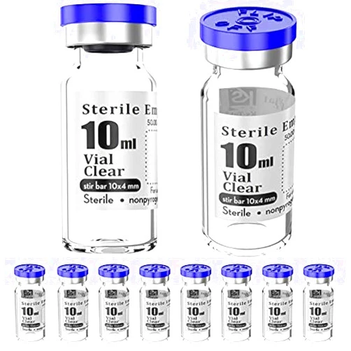 Ks-Tek Sterile Empty Vials with Self Healing Injection Port,with Flip Off Aluminum Cap,Sterile Package (10ml,10)