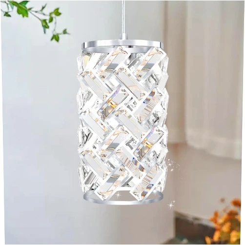 CATINER Modern Chrome Pendant Lighting, Mini Crystal Chandelier, Adjustable Pendant Light Fixture for Kitchen Island, Dining Room, Bedroom