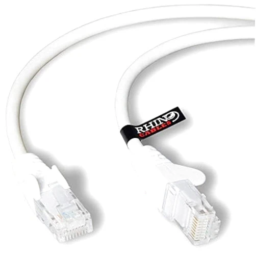 rhinocables CAT 6 High-Speed Gigabit Ethernet Cable - Patch Network Lead for LAN| Snagless UTP with LSZH Jacket | RJ45 Connector - Internet, Router, Modem, Smart TV, PC & More (15ft, White)
