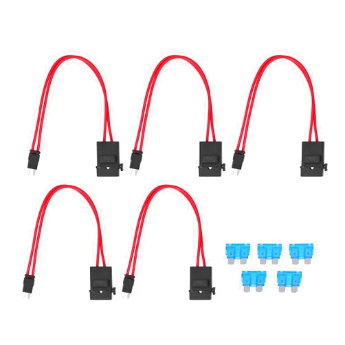 Yosoo Car Fuse Holder Connector, 5Pcs PC Heavy Duty Wire Extension, Professional Car Fuse Holder Connector for Vehicle ATM 20A 16AWG with 5 Line Length 230mm (ACK S 10.9mm)