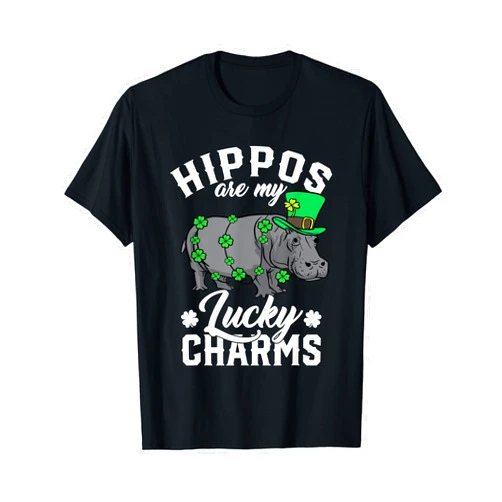 St Patrick's Day Hippos Hippos Are My Lucky Charms St Patrick's Day Hippopotamus T-Shirt