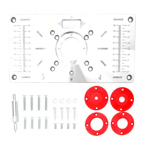 Micro Traders Router Table Insert Plate Compatible with Makita Routers Aluminum Alloy Trimming Machine with 4x Router Insert Rings 1x Fixing Screws