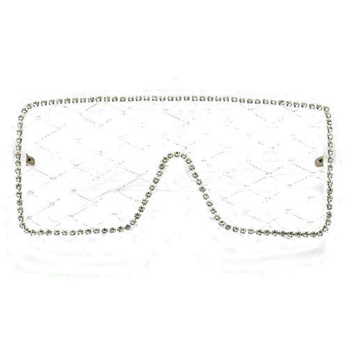 Mincl Oversized Rhinestone bling Sunglasses for Women Fashion Lace lens Square Diamond Sunglasses Sexy Lady Party Eyewear