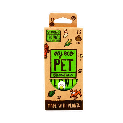 MY ECO PET MyEcoPet® Dog Poop Bags | Made with Plants | Extra Thick | Leak Proof | Odor Locking | 8 Roll Value Pack | 15 Bags per Roll